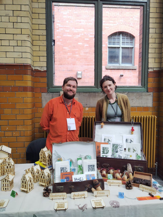Sophie Cochrane-Powell and David McFarlane on their stall at the People's History Museum.