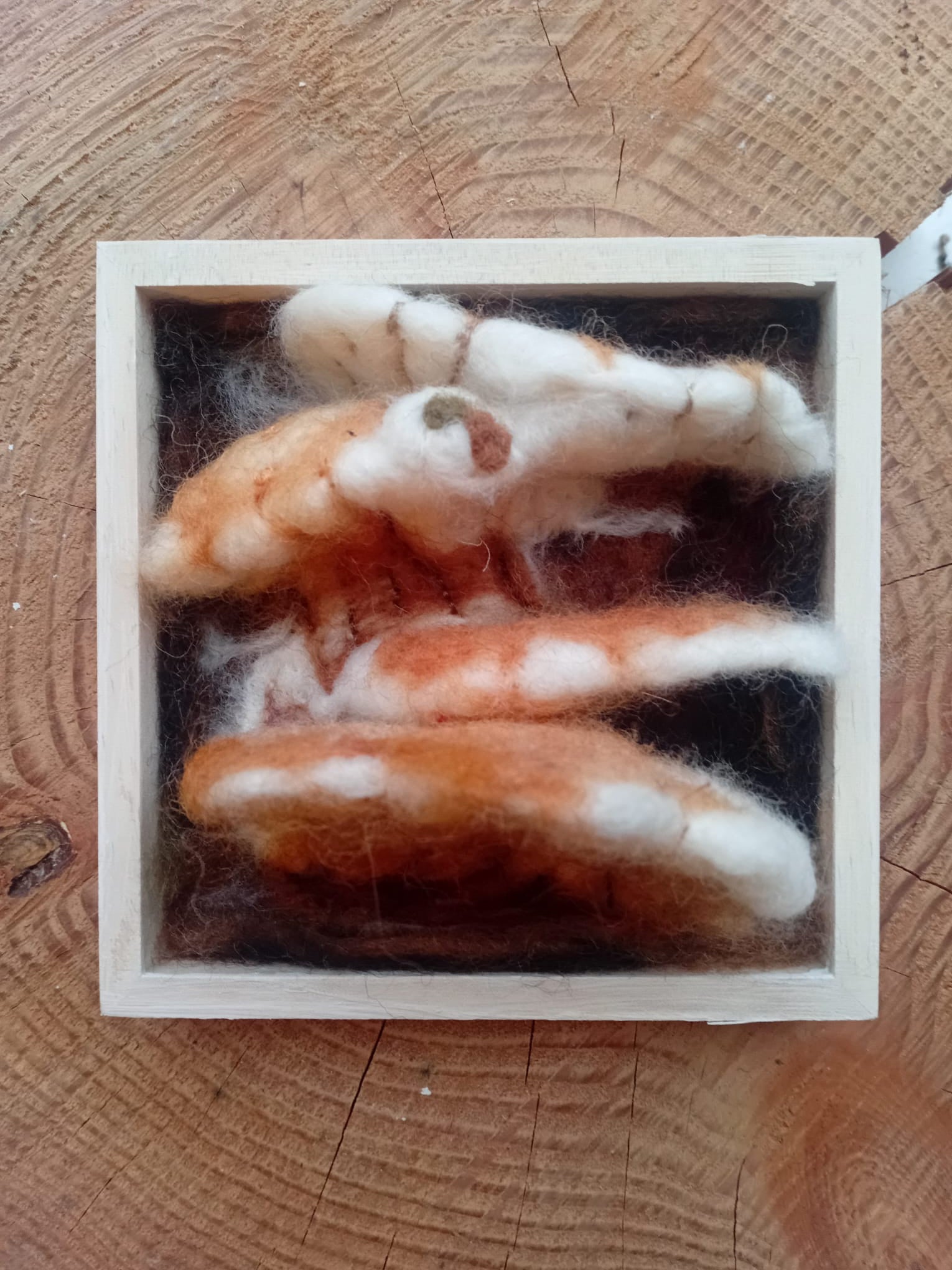 Hand-felted Chicken of the Woods mushroom using New Zealand Wool for felting