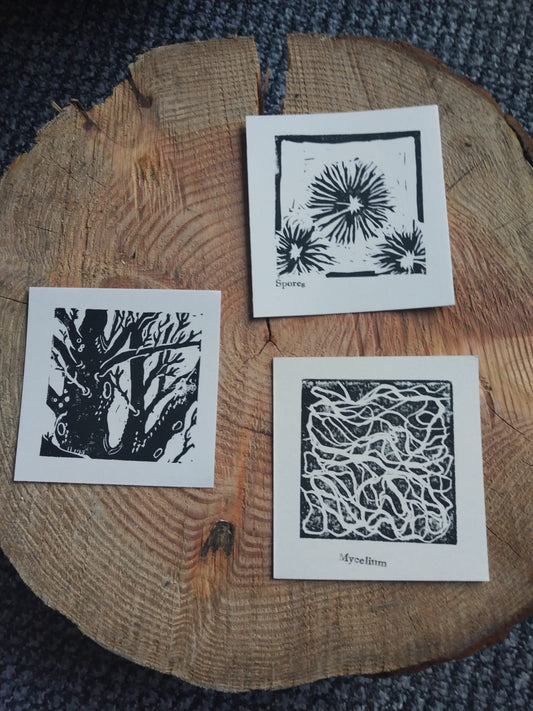 Handmade lino print cards from @analogish