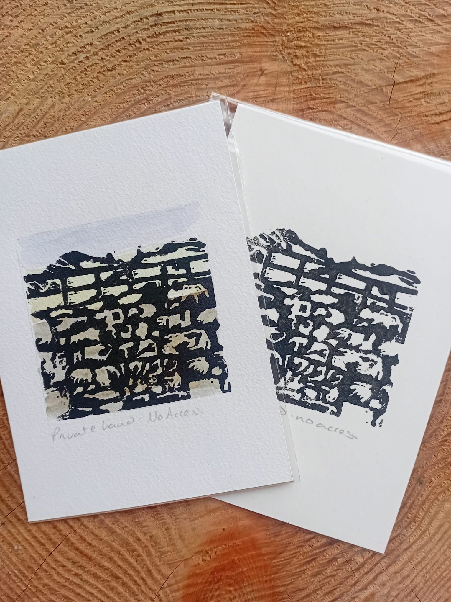 Private Lane, No Access Analogish Prints in watercolour and original in their packaging